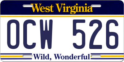 WV license plate OCW526