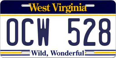 WV license plate OCW528