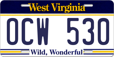 WV license plate OCW530