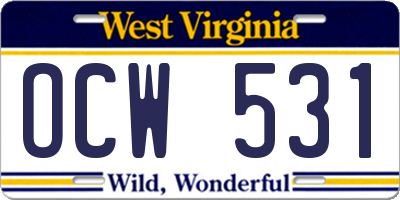 WV license plate OCW531