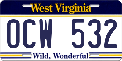 WV license plate OCW532