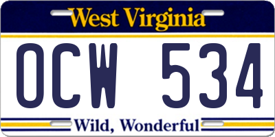 WV license plate OCW534