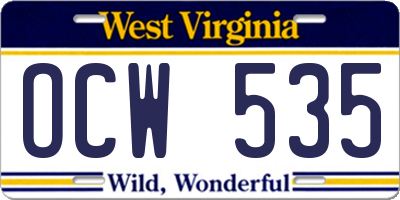 WV license plate OCW535