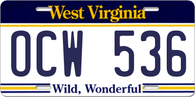 WV license plate OCW536