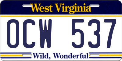 WV license plate OCW537