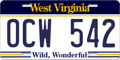 WV license plate OCW542