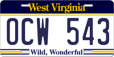 WV license plate OCW543