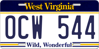 WV license plate OCW544