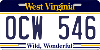 WV license plate OCW546