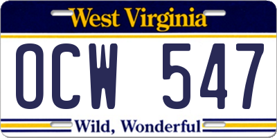 WV license plate OCW547