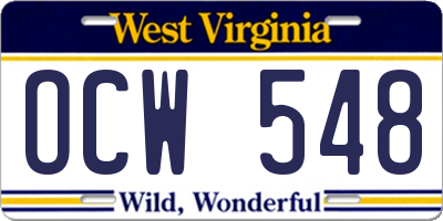 WV license plate OCW548