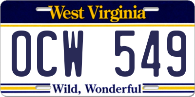 WV license plate OCW549