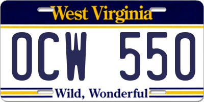 WV license plate OCW550