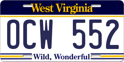 WV license plate OCW552