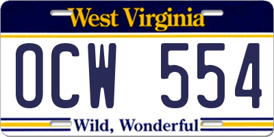 WV license plate OCW554