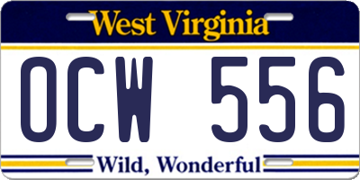 WV license plate OCW556