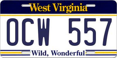 WV license plate OCW557