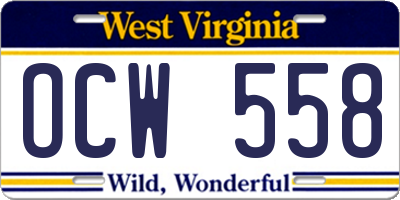 WV license plate OCW558