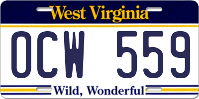 WV license plate OCW559