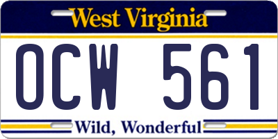 WV license plate OCW561