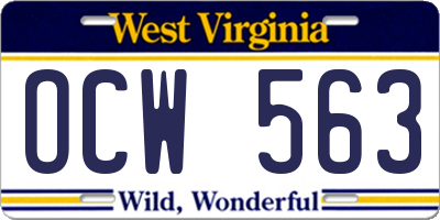 WV license plate OCW563
