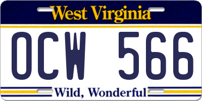 WV license plate OCW566