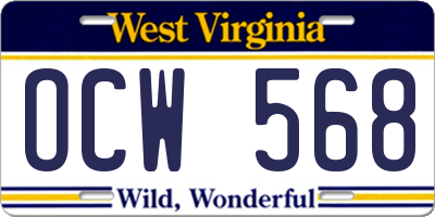 WV license plate OCW568