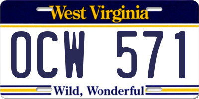WV license plate OCW571
