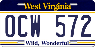 WV license plate OCW572