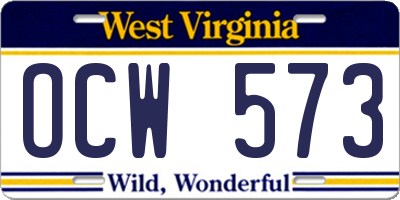 WV license plate OCW573