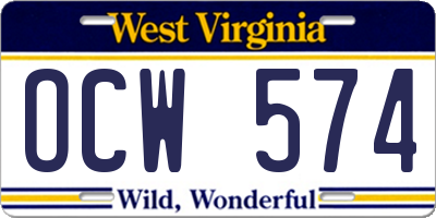 WV license plate OCW574