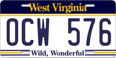 WV license plate OCW576