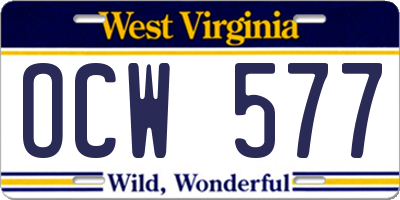 WV license plate OCW577
