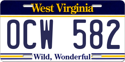 WV license plate OCW582