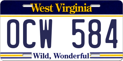 WV license plate OCW584