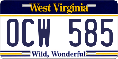 WV license plate OCW585