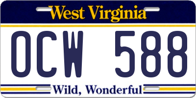 WV license plate OCW588
