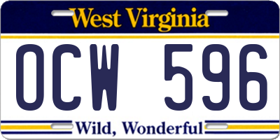 WV license plate OCW596