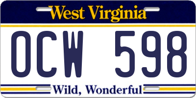 WV license plate OCW598