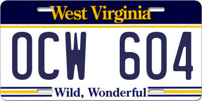 WV license plate OCW604