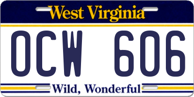 WV license plate OCW606