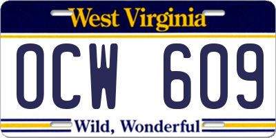 WV license plate OCW609