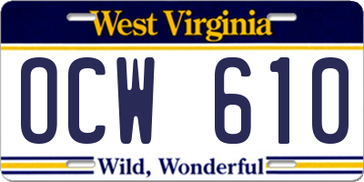 WV license plate OCW610