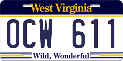 WV license plate OCW611