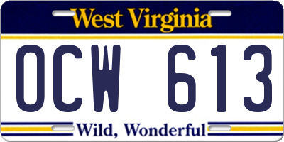 WV license plate OCW613