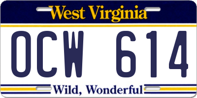 WV license plate OCW614
