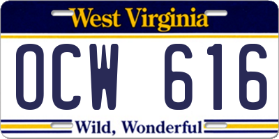 WV license plate OCW616