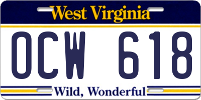 WV license plate OCW618
