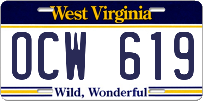 WV license plate OCW619