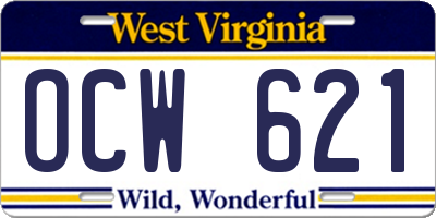 WV license plate OCW621